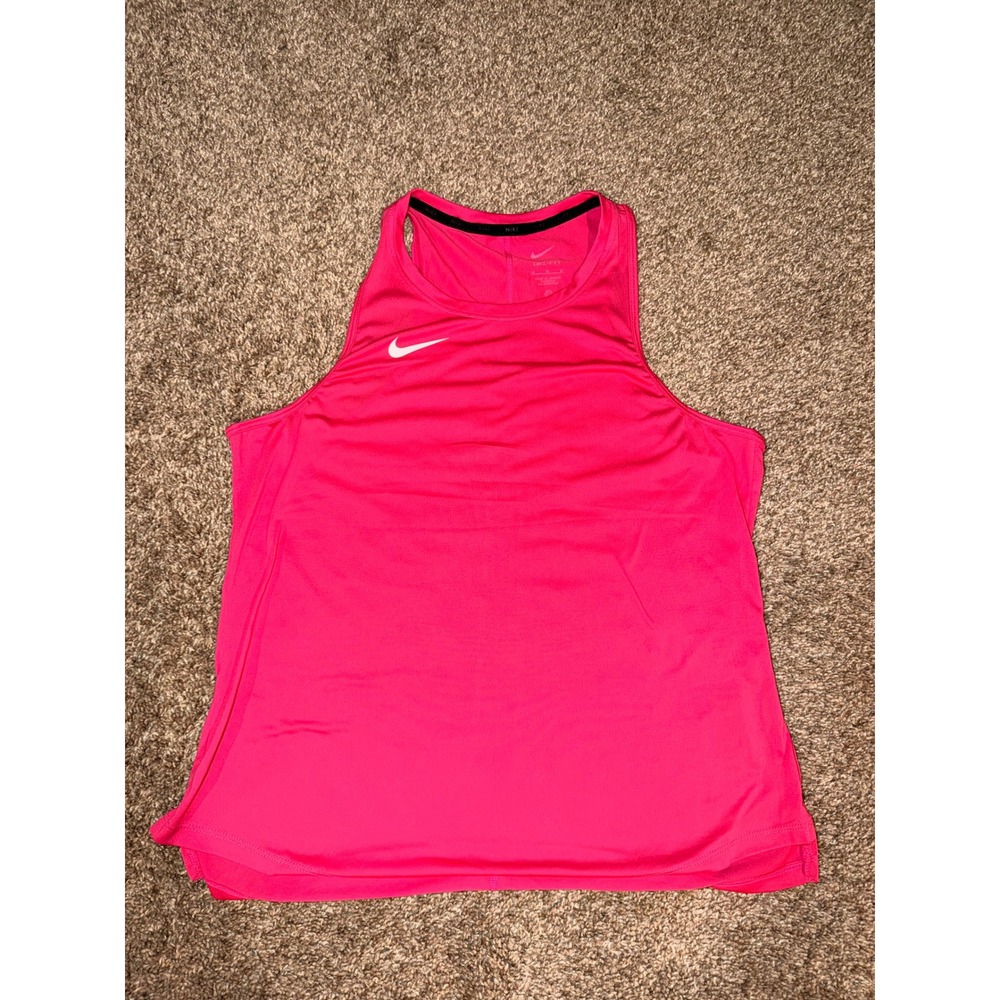 Nike Womens Dri-FIT Racerback Tank Top Pink High Neck Athletic Gym Shirt Size M